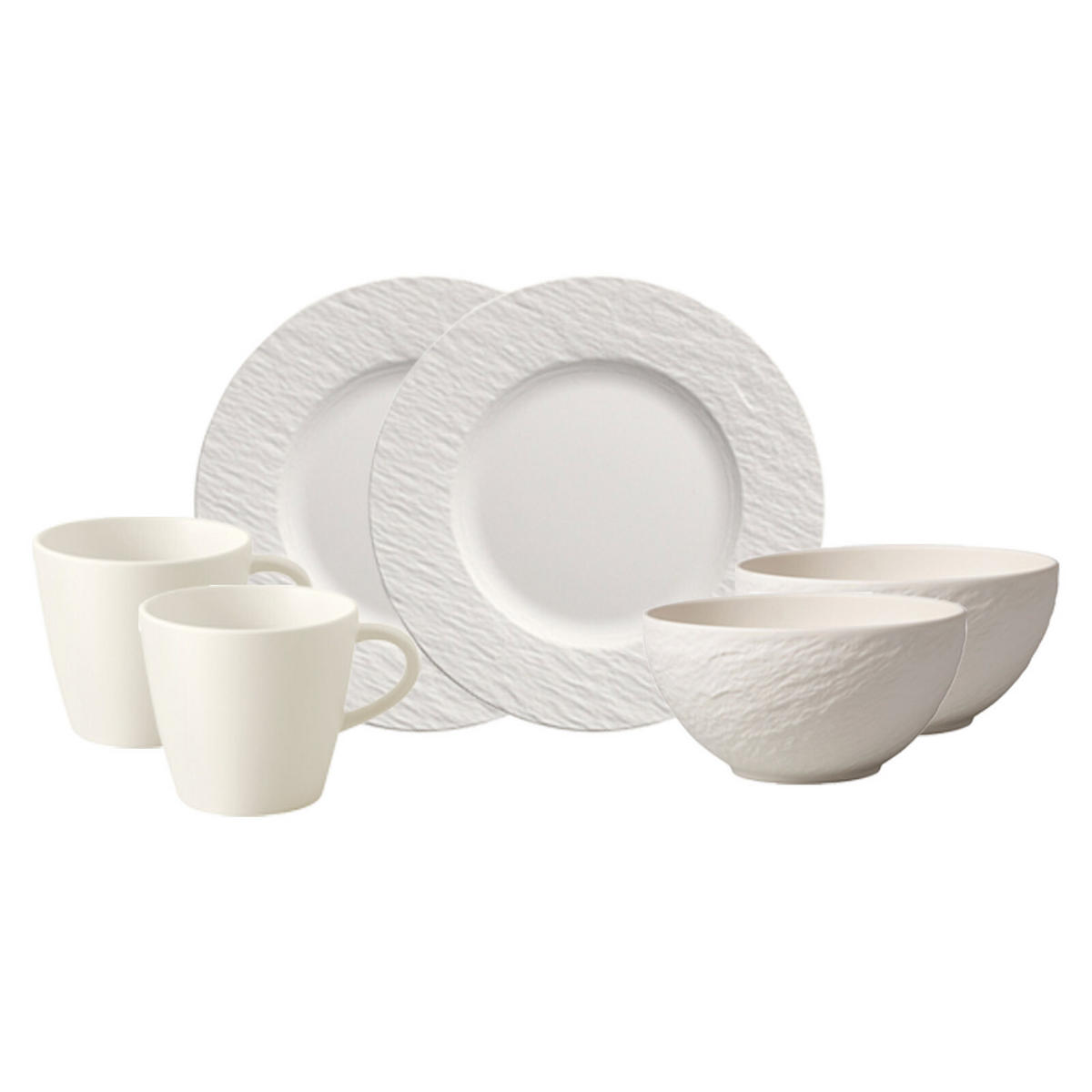 FRÜHSTÜCKS-SET Manufacture Rock weiß 6er Set - Weiß, Keramik (28/22/38cm) - Villeroy & Boch