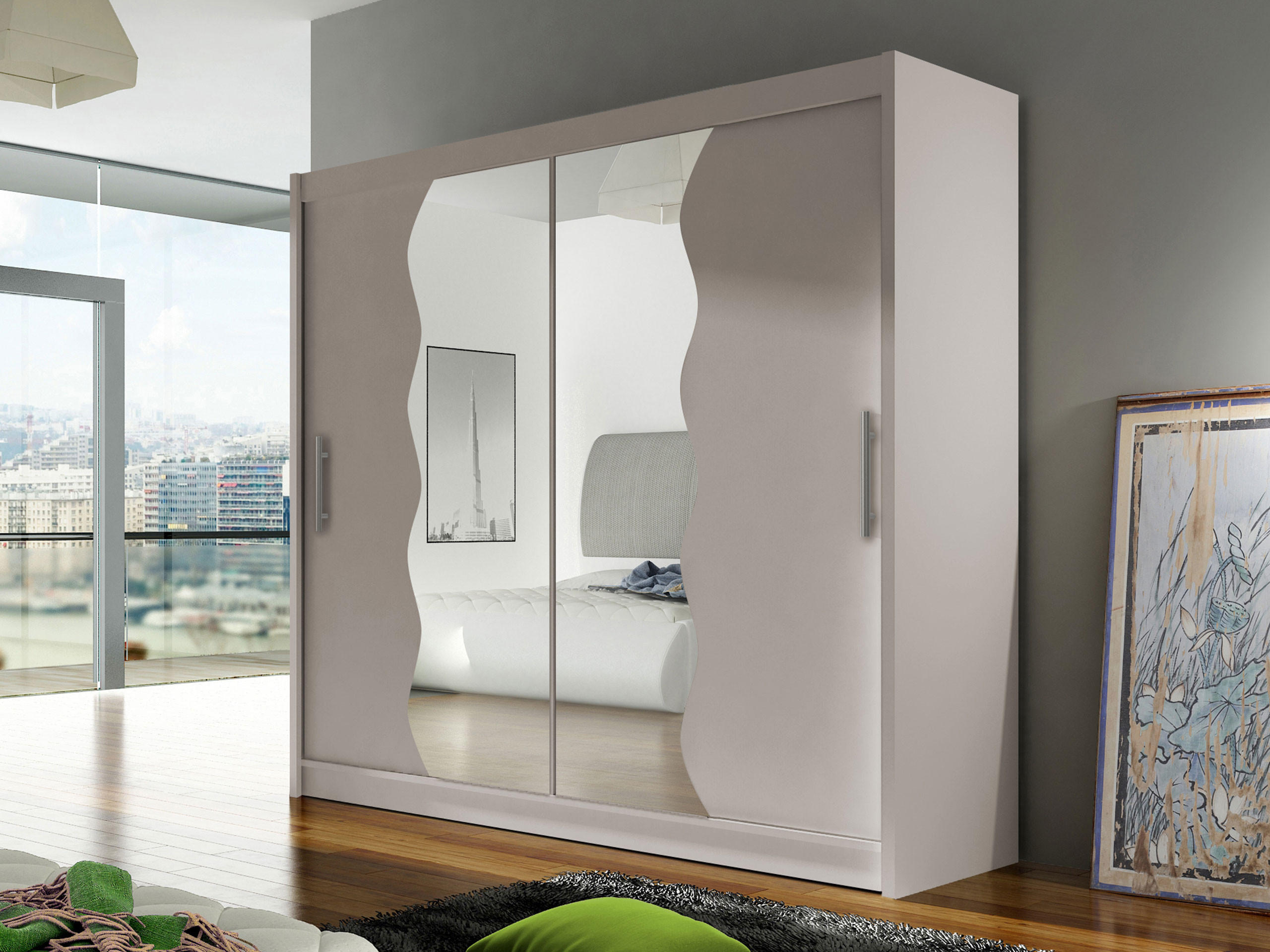 KLEIDERSCHRANK London X - Kaschmir/Silberfarben, Holzwerkstoff/Kunststoff (180/215/58cm) - MIRJAN24