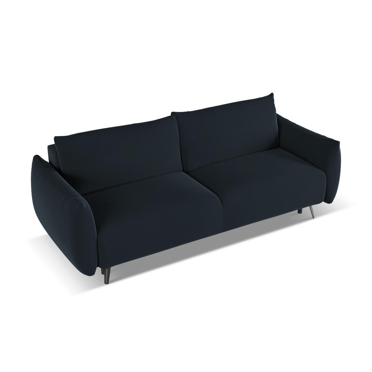 3-SITZER SOFA mit Schlaffunktion Samt Stoff Blau - Blau/Schwarz, Textil/Metall (230/86/105cm) - LaMiaSofa