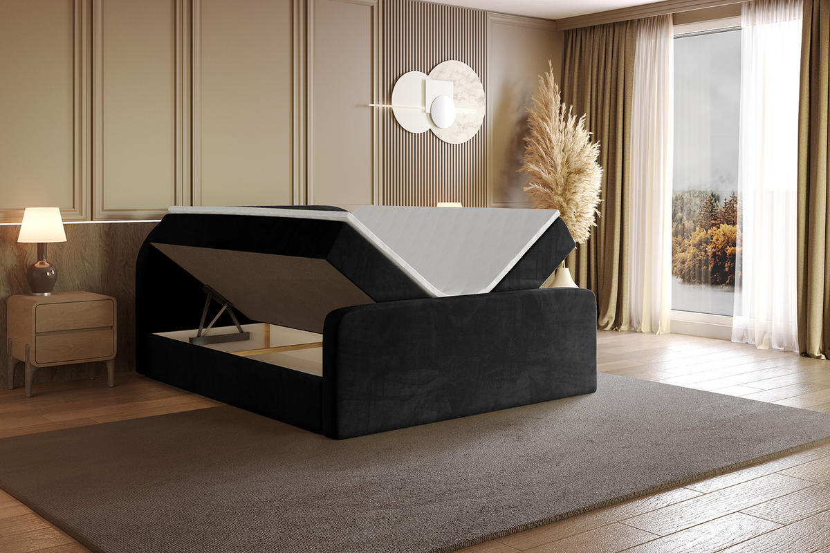 BOXBETT mit Matratze H4 und Lattenrost - NOX-Z - 140x200 - Schwarz Casablanca - Schwarz, Holzwerkstoff (140/200cm) - ALTDECOR