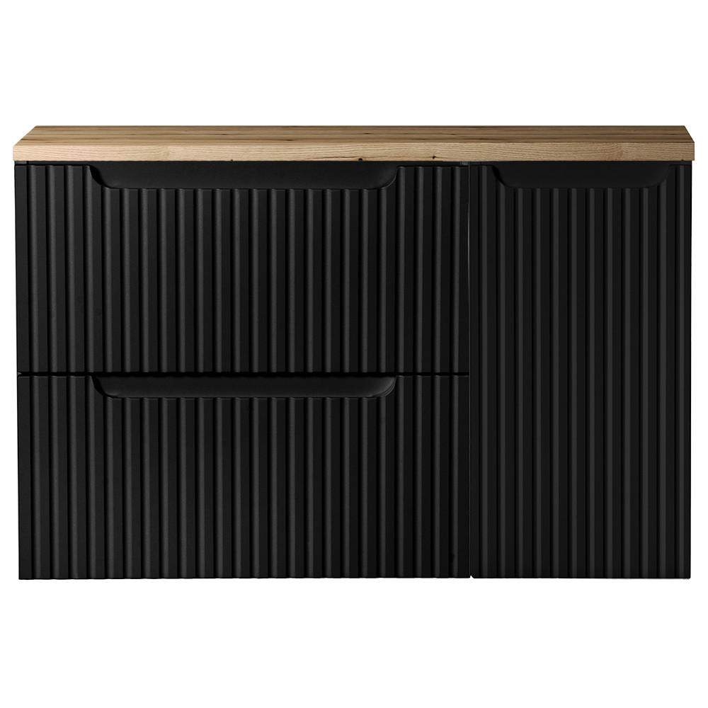WASCHBECKENSCHRANK Newport-56 - Schwarz, Holzwerkstoff (90/60/40cm) - Lomado