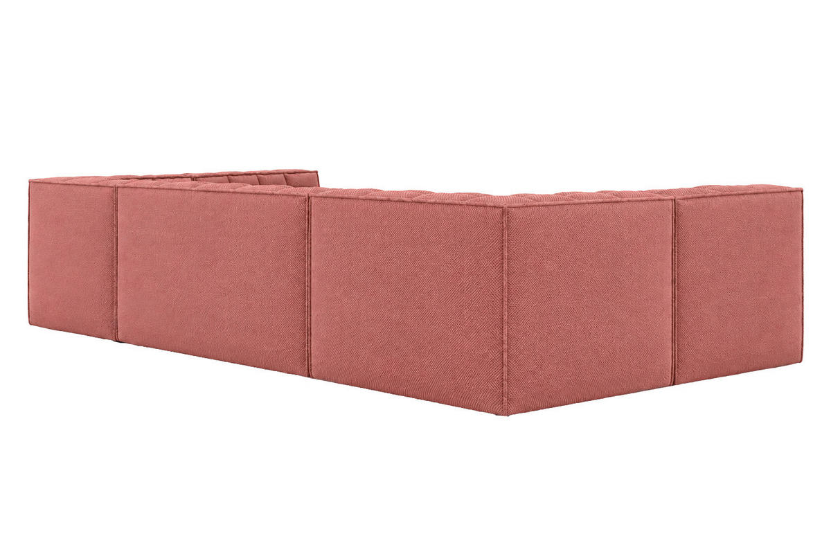 ROHOVÁ SEDAČKA modulární ve tvaru U, plyšová tkanina Pop, Růžová, LAZY U - růžová, dřevo (346/76/173cm) - Kaiser Möbel