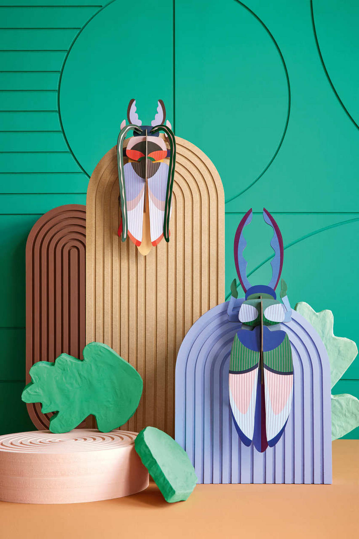 WANDDEKO Geweihkäfer 10/7 cm - Blau/Grün, Wellpappe (10/7/40cm) - KUNSTLOFT