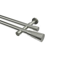 GARDINENSTANGEN-SET Prestige Tanara 160 cm, 2-läufig (ohne Ringe), 20 mm Ø Edelstahl-Optik - Edelstahlfarben/Silberfarben, Metall (160cm) - INTERDECO