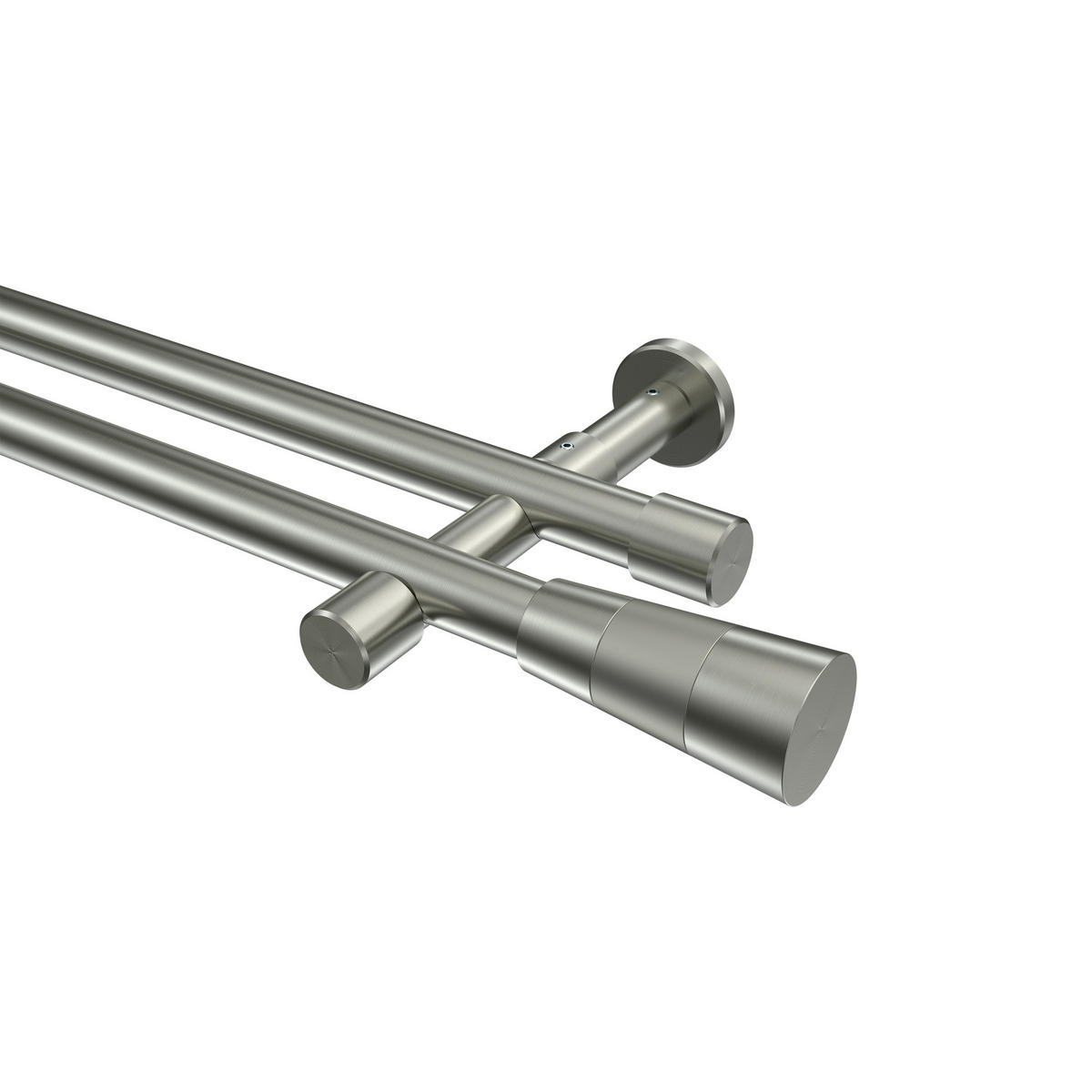 GARDINENSTANGEN-SET Prestige Tanara 160 cm, 2-läufig (ohne Ringe), 20 mm Ø Edelstahl-Optik - Edelstahlfarben/Silberfarben, Metall (160cm) - INTERDECO