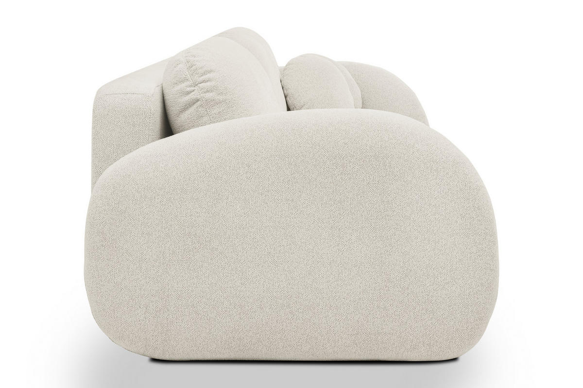BETTSOFA CIMA Creme Chenille-Stoff mit Schlaffunktion - Creme, Holz (234/86/111cm) - MASSENO