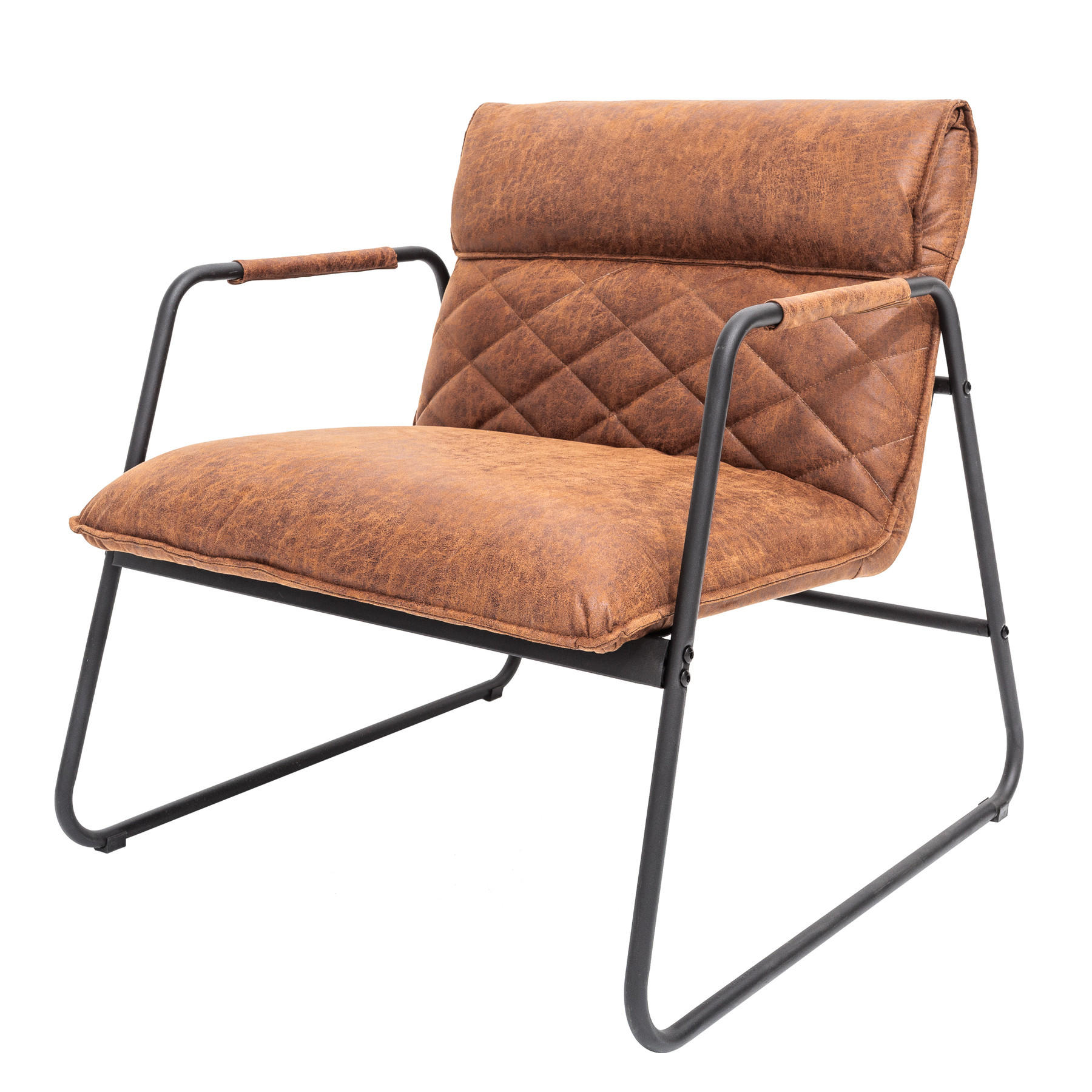 SESSEL MUSTANG LOUNGER Kunstleder Hellbraun 80 cm - Hellbraun/Schwarz, Kunststoff/Metall (71/79/72cm) - riess-ambiente