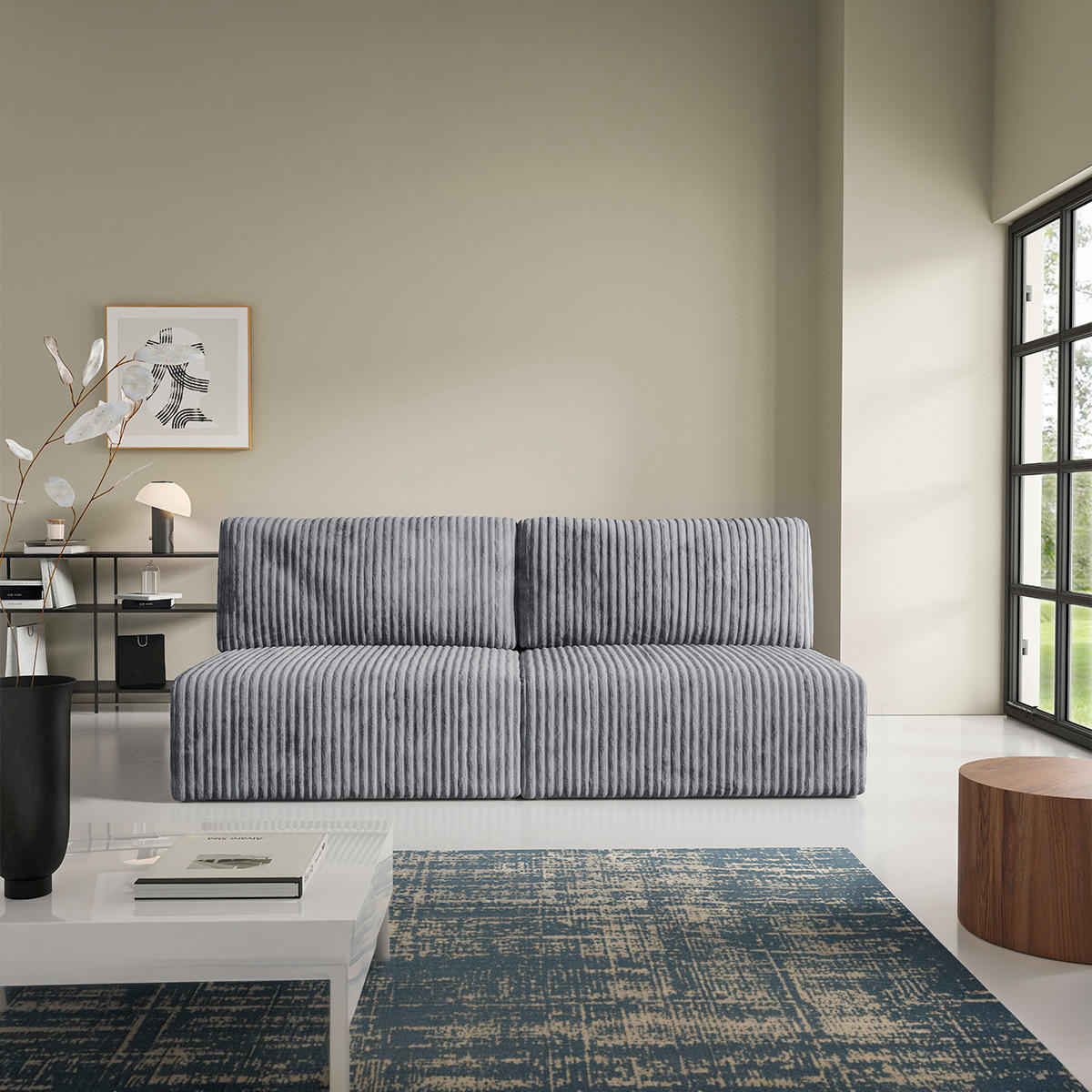 SOFA Angela 3 Sitzplätze Dunkelgrau - Grau, Holz (216/86/102cm) - Petits-meubles