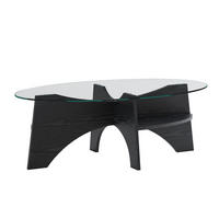 BEISTELLTISCH 104,9/35,6/60 cm Schwarz Transparent aus MDF und Glas mit fächerförmigem Gestell - Schwarz, Holzwerkstoff (104.9/60/35.6cm) - OKMYHOME