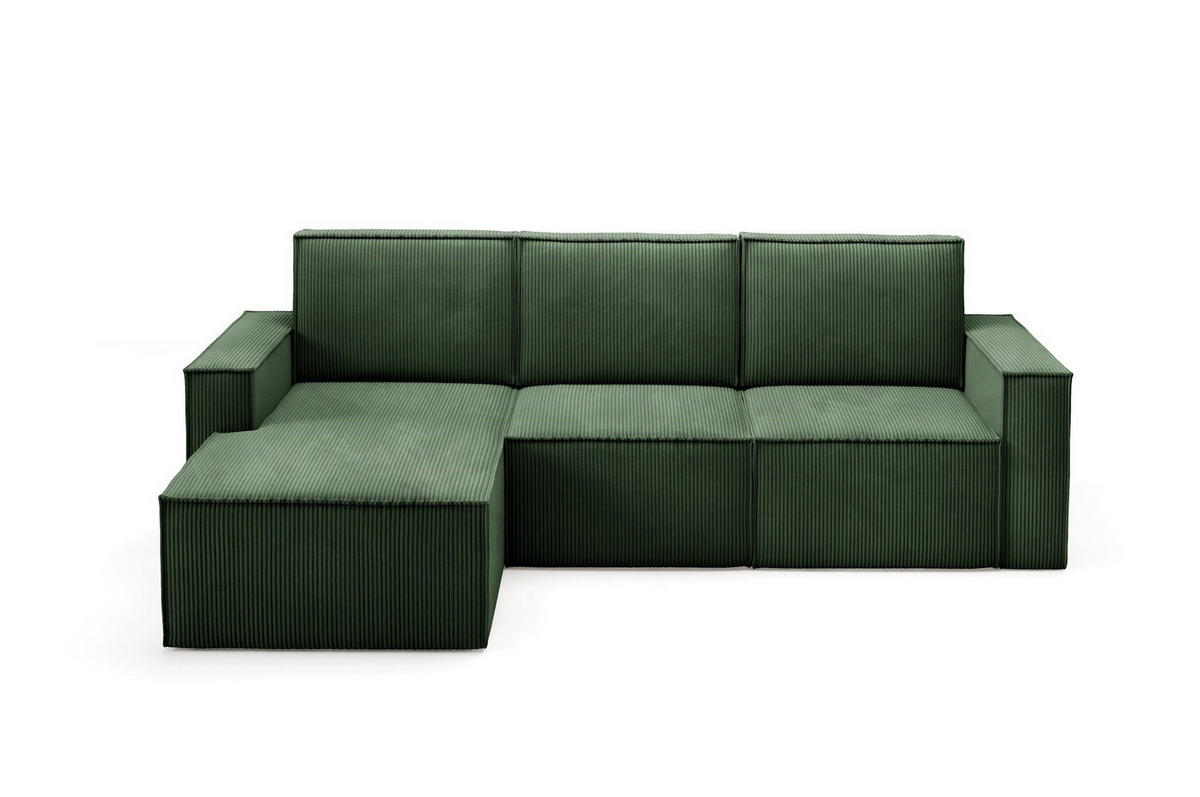 ECKSOFA Orto Grün, Dreisitzer Kordecksofa linke seite - Grün, Holzwerkstoff/Textil (180/142cm) - Bettso