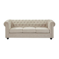 SOFA - 3 Personen - stoff - beige Chesterfield - Beige, Holz/Textil (205/72/88cm) - Vente-Unique