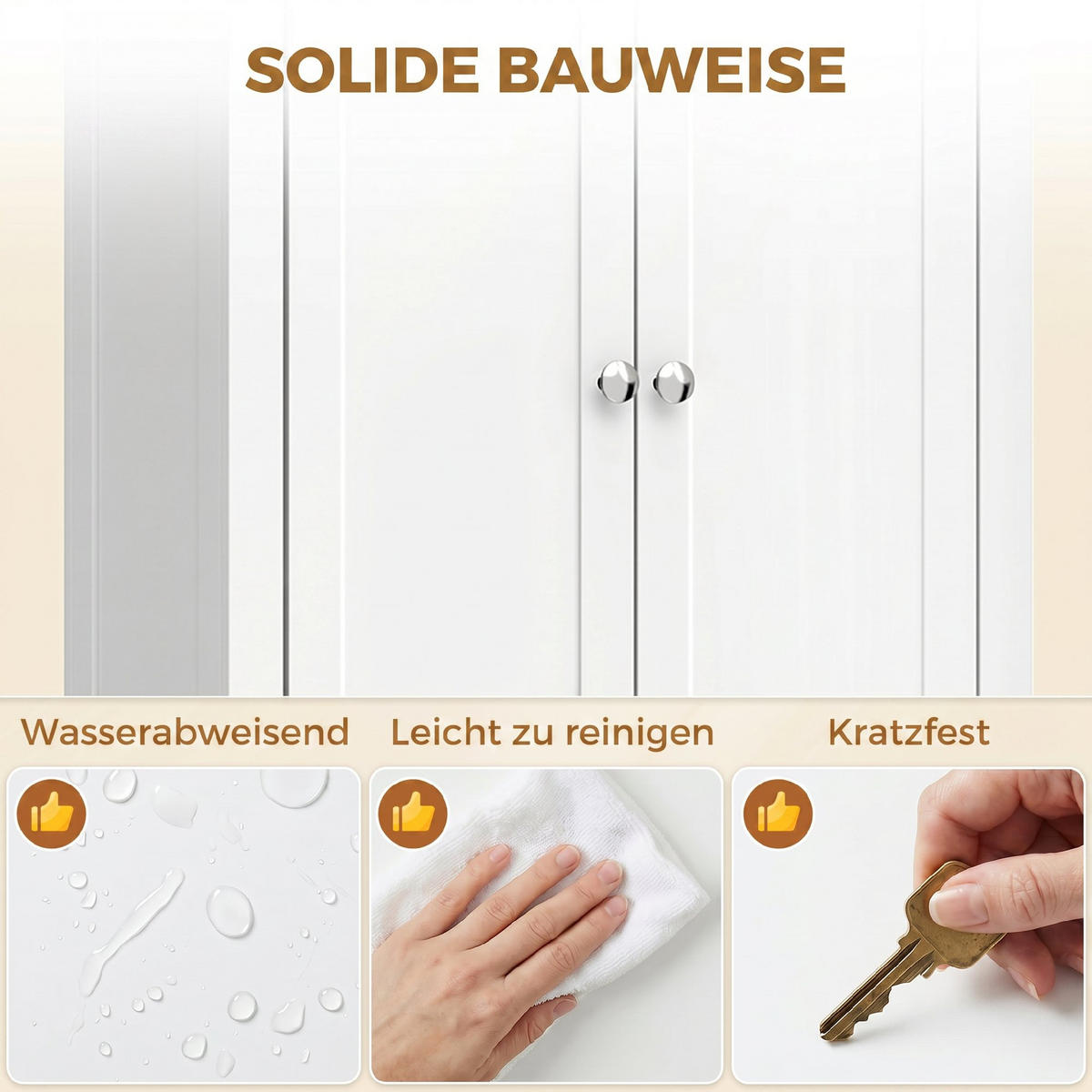 BADEZIMMERSCHRANK MDF Metall Weiß - Weiß, Holzwerkstoff/Metall (30/170/60cm) - HOMCOM