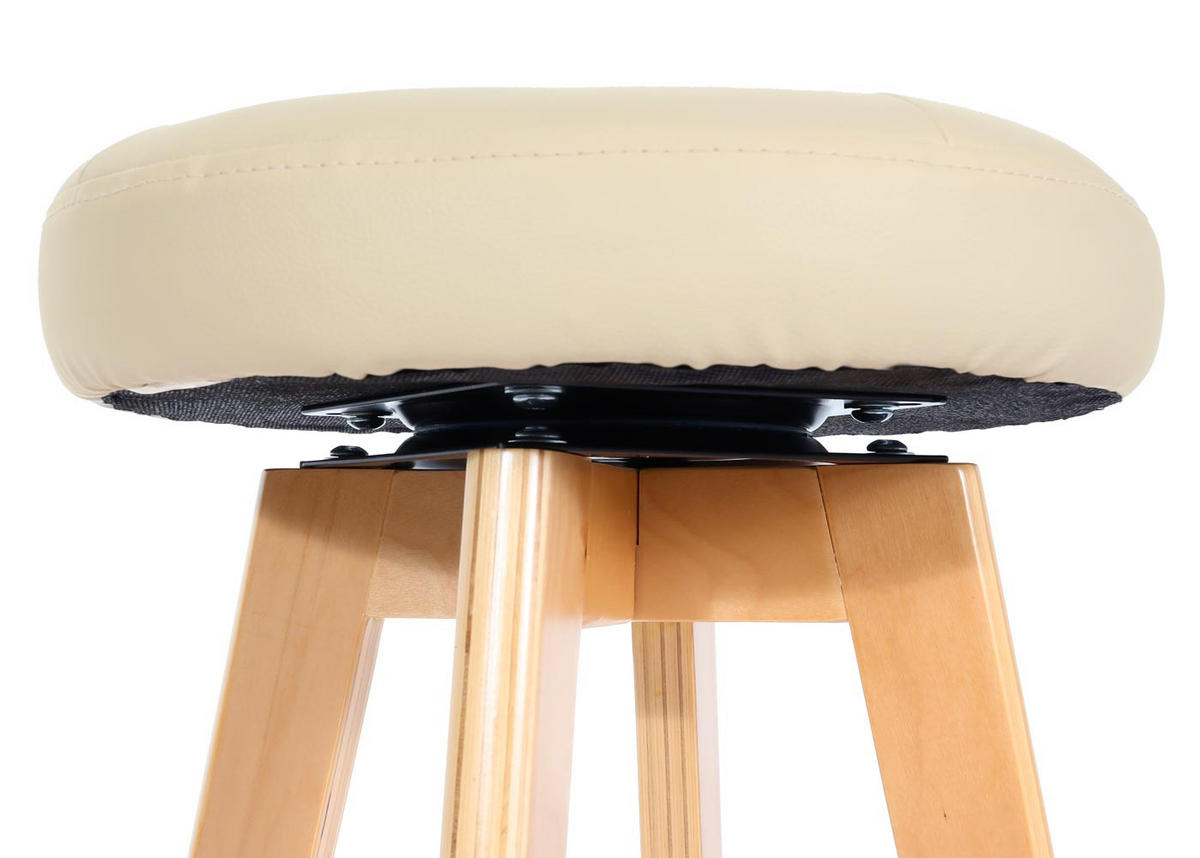 BARHOCKER 2er-Set drehbar und einfach Sitzhöhe 67cm Holz Kunstleder drehbar Creme helle Beine - Beige, Holz/Kunststoff (45/67/45cm) - PROREGAL