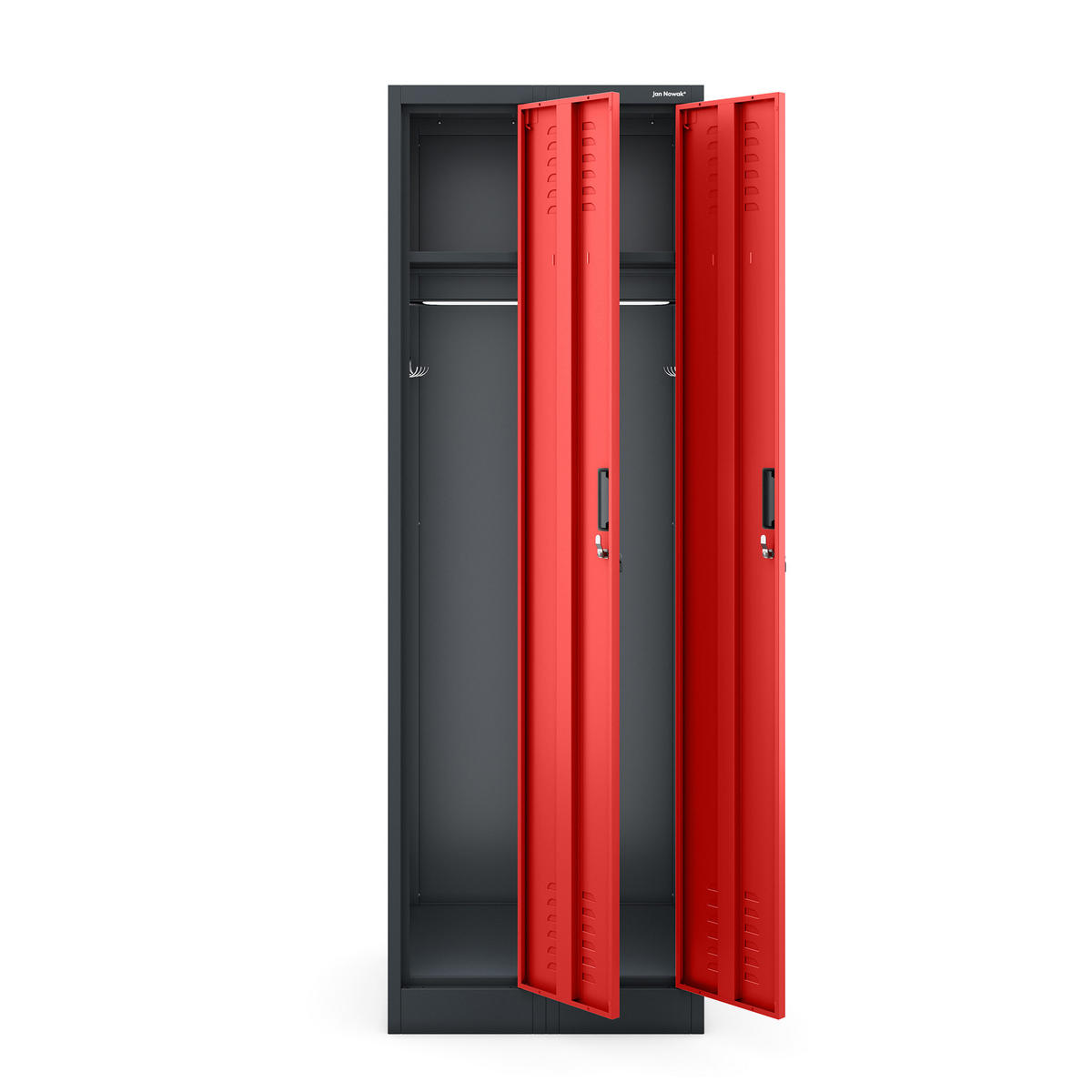 ZWEIFACH-PERSONALSCHRANK KACPER II 180x60x50 cm - Anthrazit/Rot, Metall (60/180/50cm) - Jan Nowak