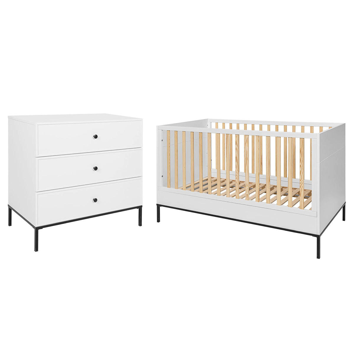 SOBA ZA BEBE 2-dijelniLumi Crno-bijelo - bijela, drvni materijal (144/86.5/74.5cm) - Petits-meubles