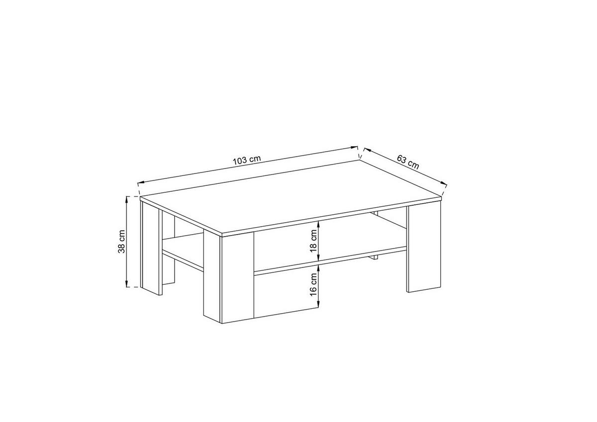 COUCHTISCH – L103 – 103 x 63 x 38 cm – Sky – Eichefarben - Eichefarben, Holzwerkstoff (63/103/38cm) - hi-markt