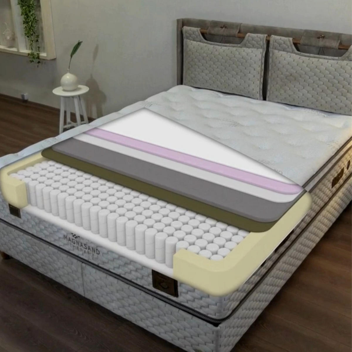 MATRATZE 180x200 Bambi Magnasand H3 Höhe 33 cm - Weiß, Textil (180/200cm)