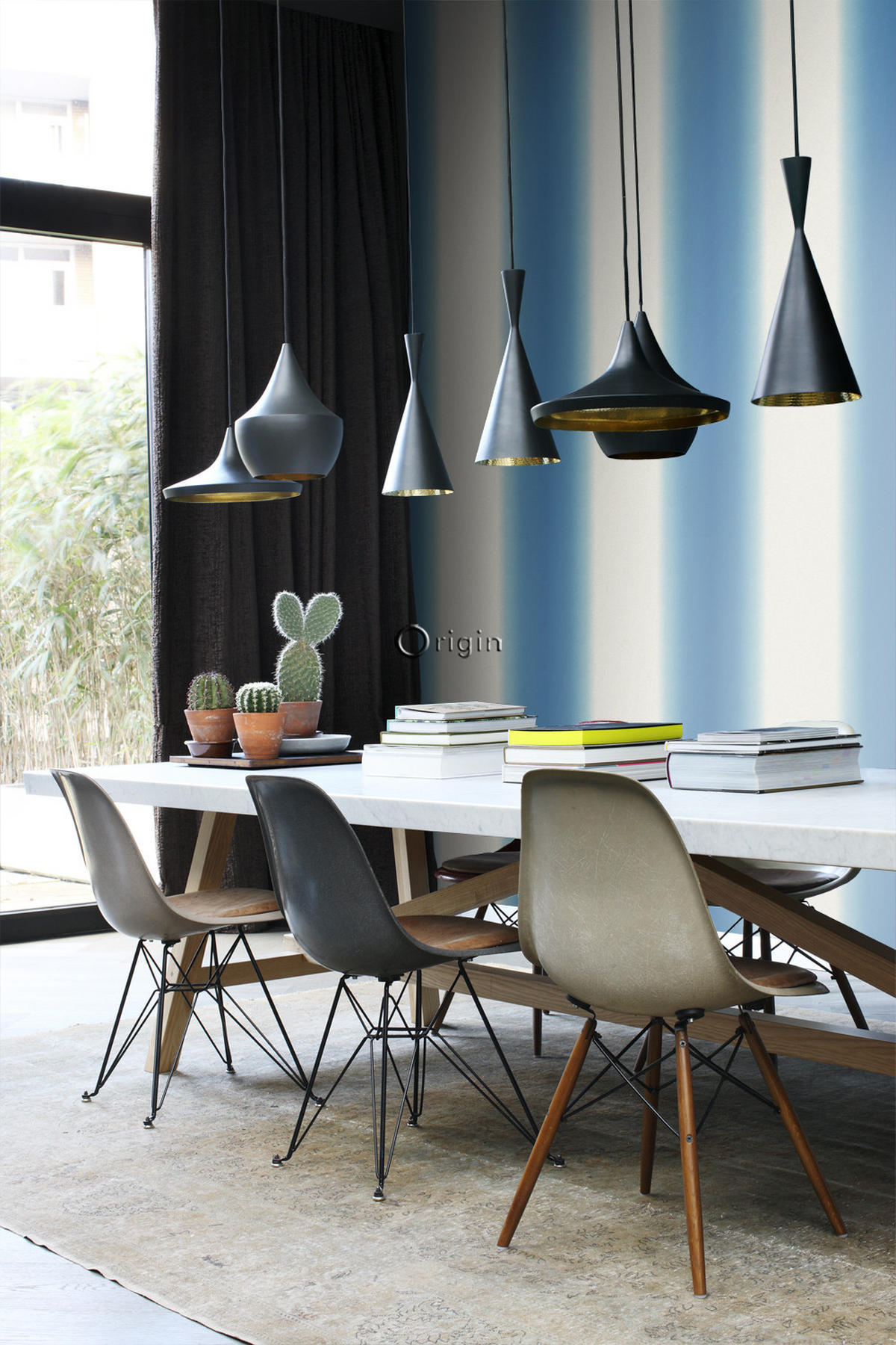TAPETE Dip Dye-Motiv 53 cm x 10.05 m - Türkis, Papier (53/1000cm) - Origin Wallcoverings