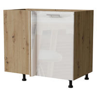 ECK-KÜCHENSCHRANK Essen D13U/90 Weiß Hochglanz / Eiche Artisan Matt 90 / 50 / 82cm - Weiß Hochglanz/Eiche Artisan, Holz/Holzwerkstoff (90/82/50cm) - Feldmann-Wohnen