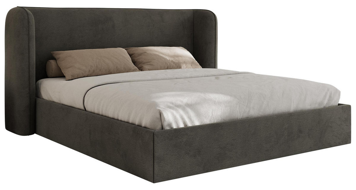 POLSTERBETT EMORA CLASSIC 140/200 - Dunkelgrau Velvet - Multipocket-Matratze - Dunkelgrau, Textil (140/200cm) - MKS