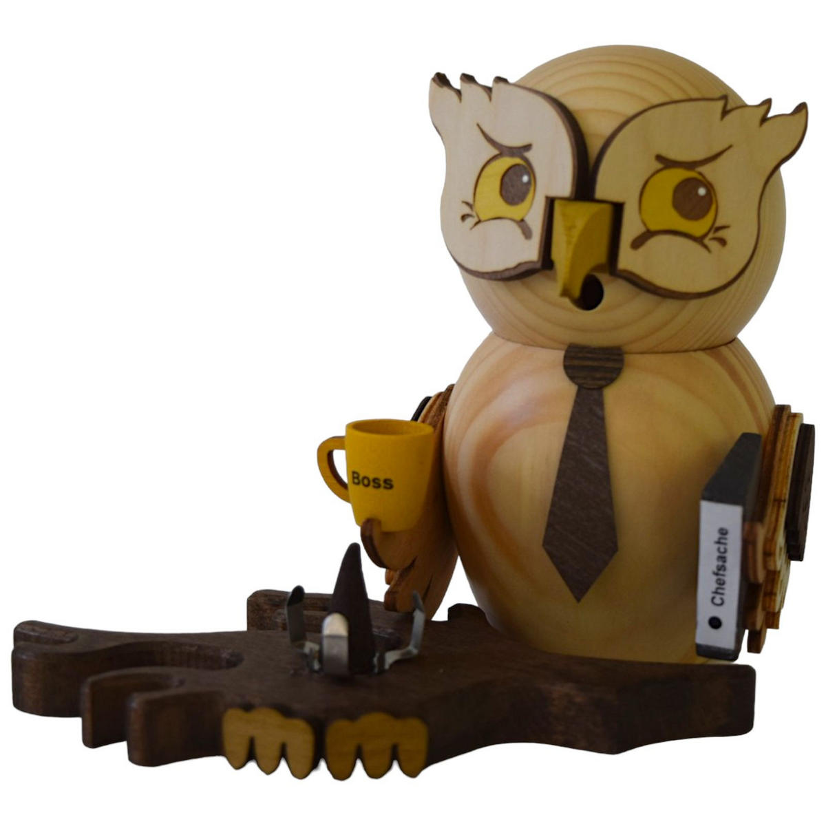 RAUCHFIGUR Eule Chef 15 cm - Multicolor, Holz (10/15/10cm)