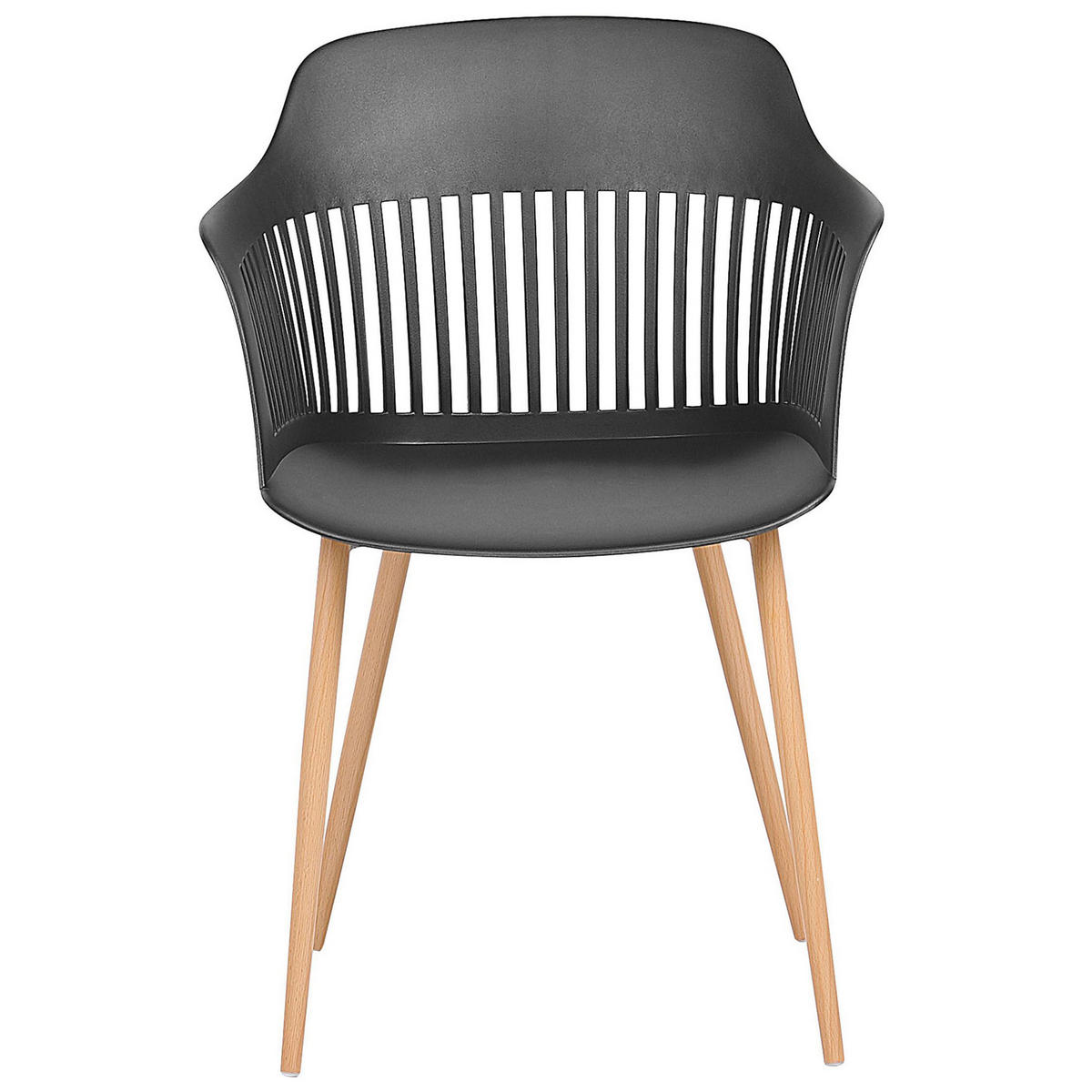 ESSZIMMERSTUHL 2er-Set Kunststoff Schwarz Bereca - Schwarz, Kunststoff/Metall (57/81/54cm) - Beliani