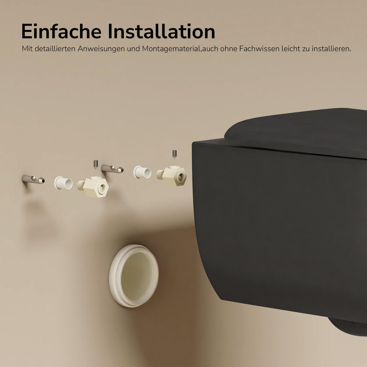 WAND-WC Spülrandlose CT03 55,5/36,5 cm Matt Schwarz - Schwarz, Keramik (36.5/36/55.5cm) - EMKE