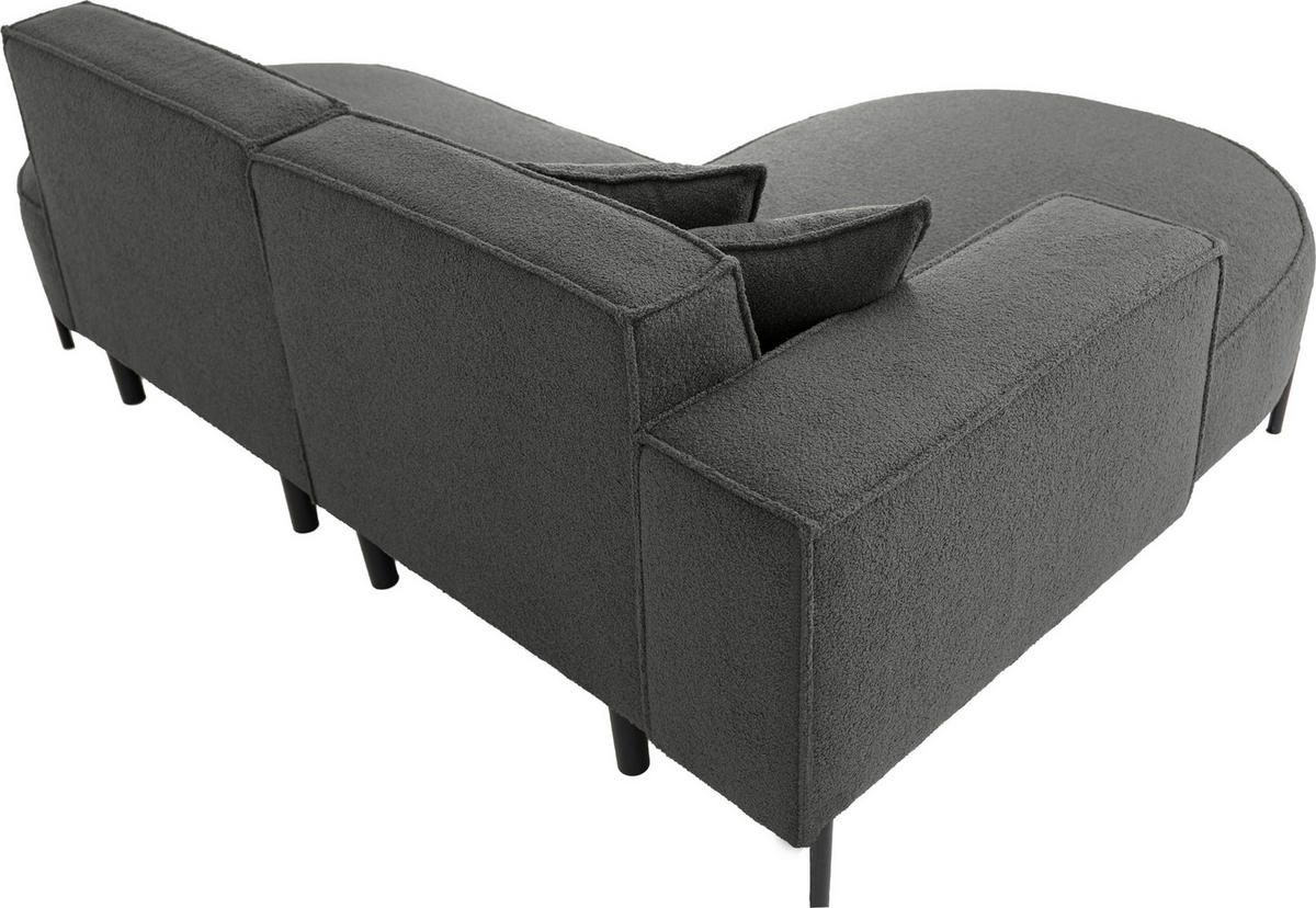 ECKSOFA Hana Loft 3-Sitzer Ecke Links, Boucle, Grau 241/80/168 cm - Schwarz/Grau, Textil/Metall (241/168cm) - WFL GROUP