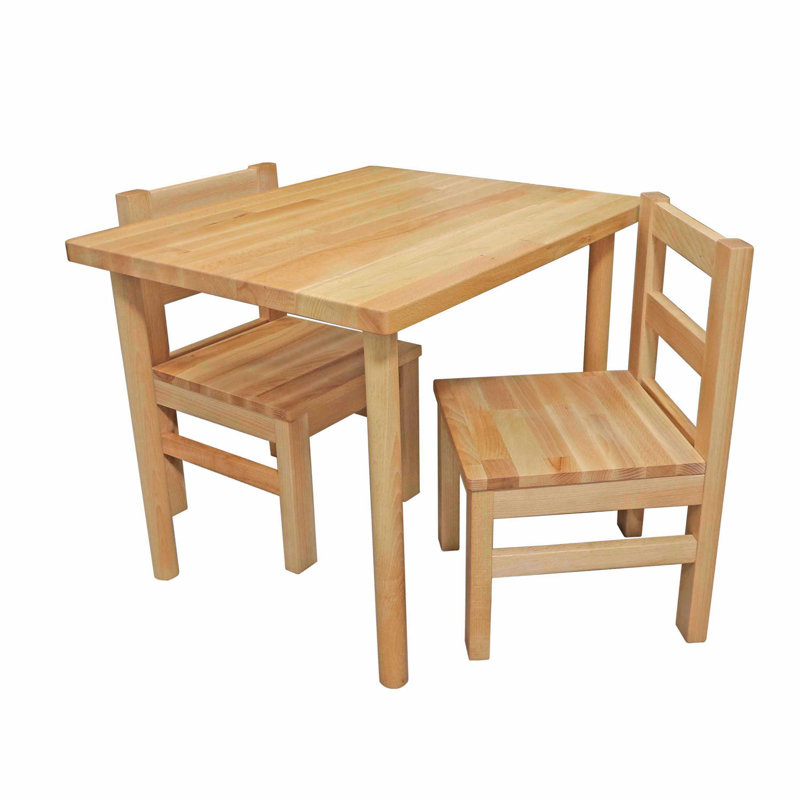 KINDERSITZGRUPPE Bubema aus Massivholz 2 Stühle + Tisch mit abgerundet - Braun, Holz/Textil (60/50cm) - Betten-ABC