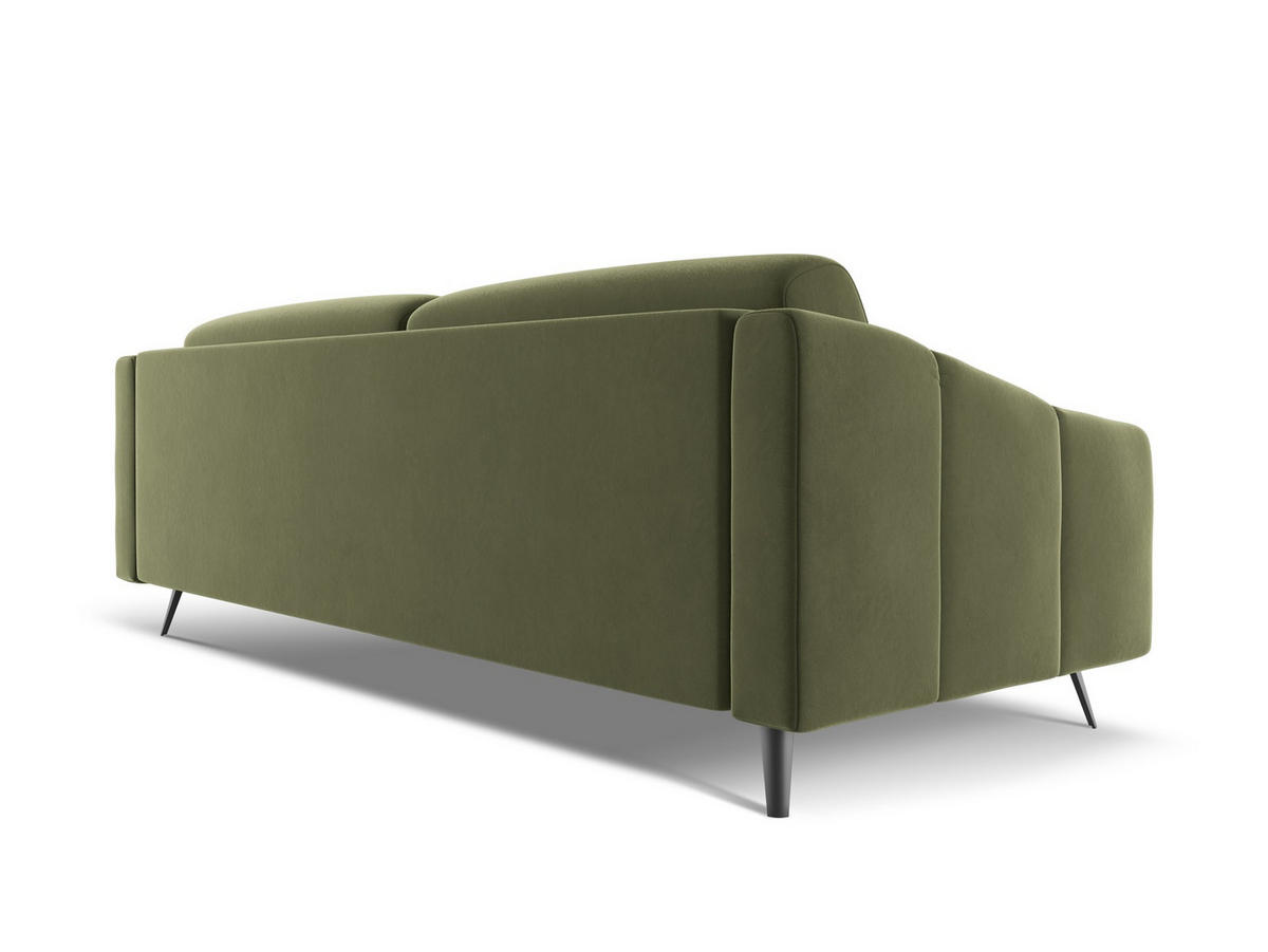 4-SITZER-SOFA Samt Stoff Grün - Schwarz/Olivgrün, Textil/Metall (238/80/95cm) - Makamii