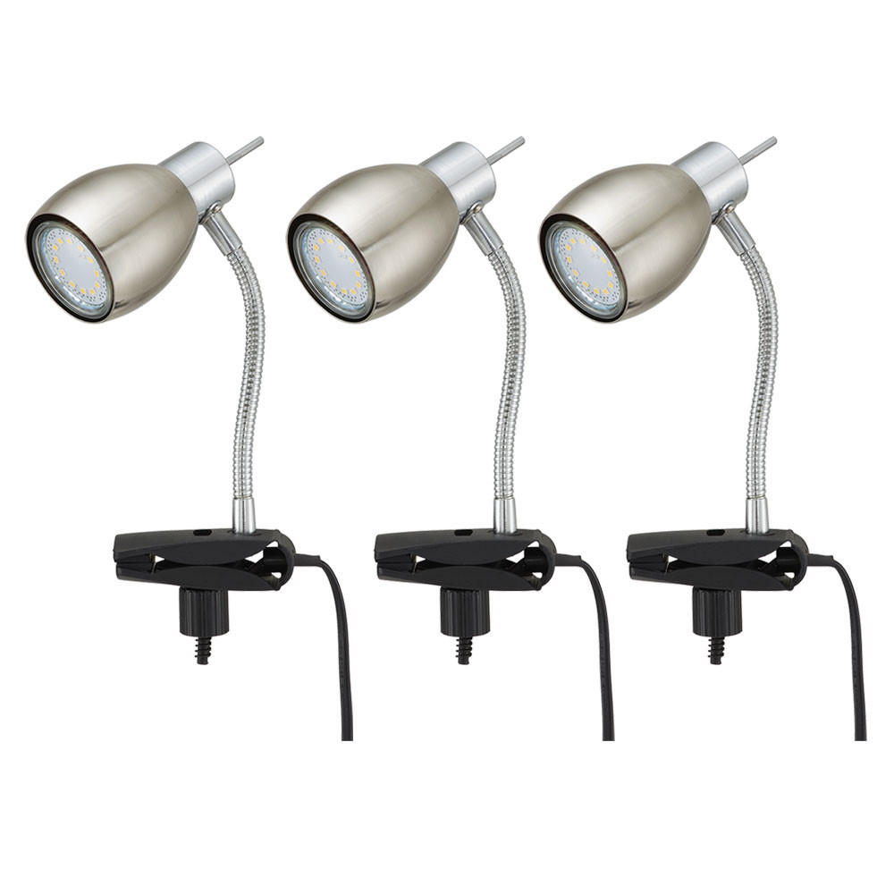 LED KLEMMLEUCHTE PINCH Silber Nickel Matt 3er Set - Silberfarben, Metall (12/12/17.5cm)