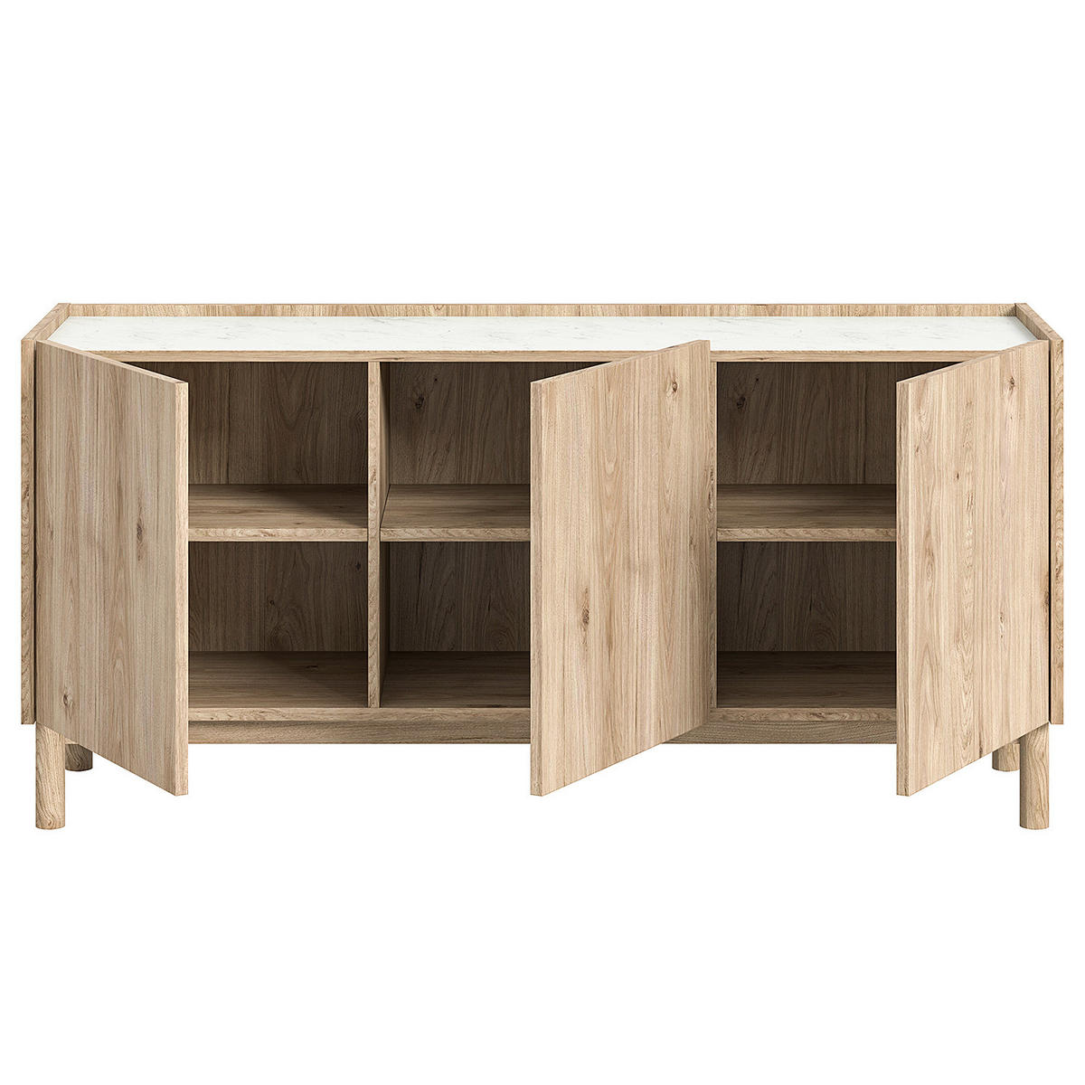 SIDEBOARD - Marmor Weiß Dekor / Eiche Hickory Dekor - Weiß, Holzwerkstoff (148/71/42cm) - home24