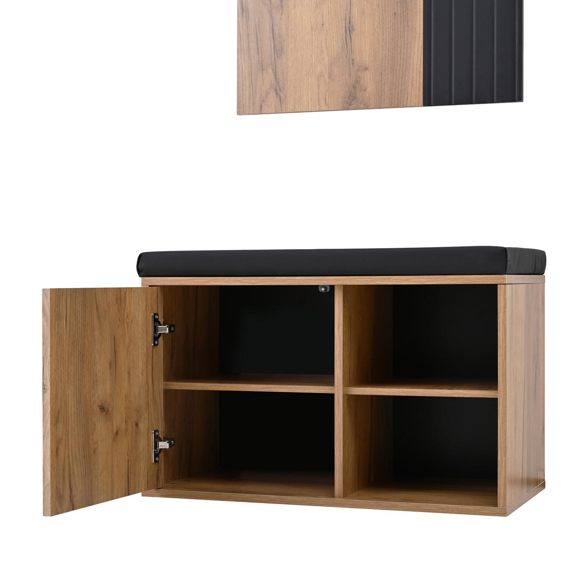 SCHUHSCHRANK aus Spanplatte 70x36x146cm in Natur mit 3 Haken - Naturfarben, Holzwerkstoff (70/146/36cm) - Modfu