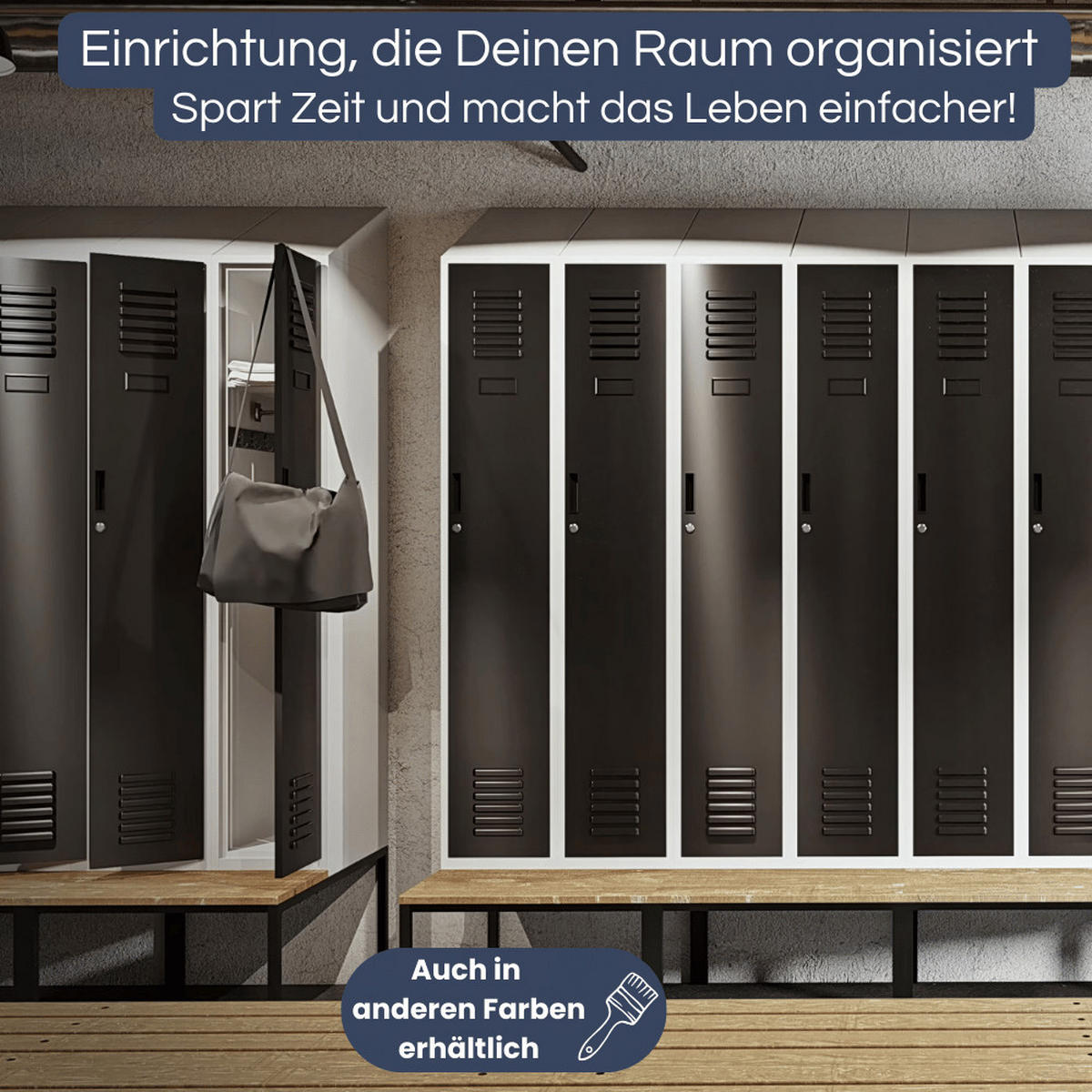 UMKLEIDESCHRANK Spind mit Sitzbank BARCA 2 Abteile 229,5x60x85cm Grau-Anthrazit - Grau, Metall (60/229.5/85cm) - DELUKE