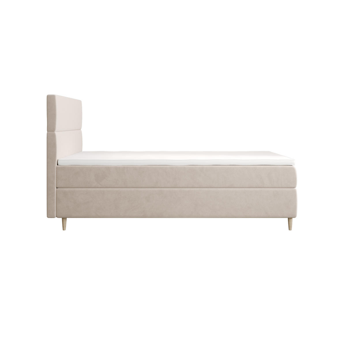 BOXBETT FLO 120x200 Itaka 16, mit Matratze H3, Bonell und Topper, Creme - Creme, Holz/Textil (120/200cm) - Bedante