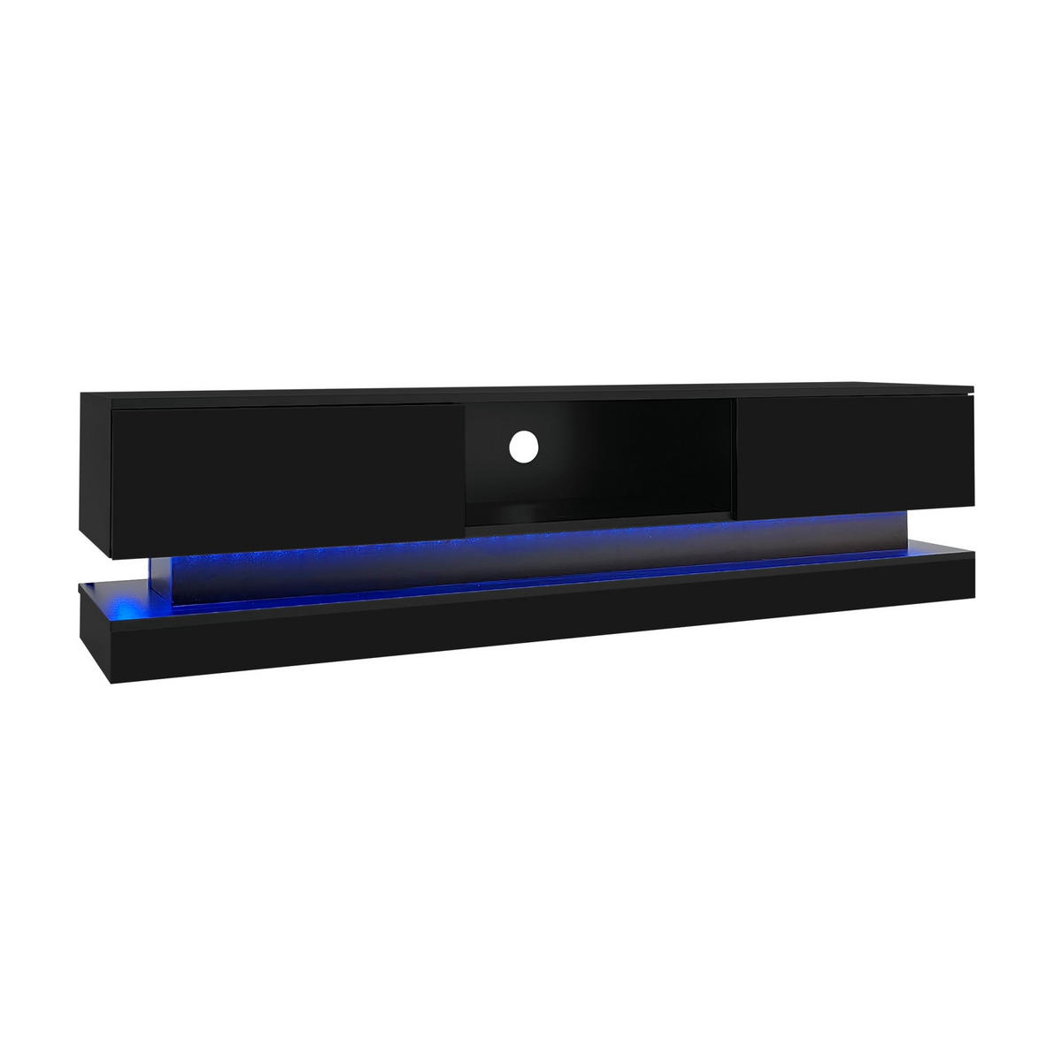 TV-LOWBOARD aus Spanplatte 160x35x40,5 cm Schwarz mit LED-Beleuchtung, 2 Schubladen und App-Steuerung - Schwarz, Holzwerkstoff (160/40.5/35cm) - IVMEU