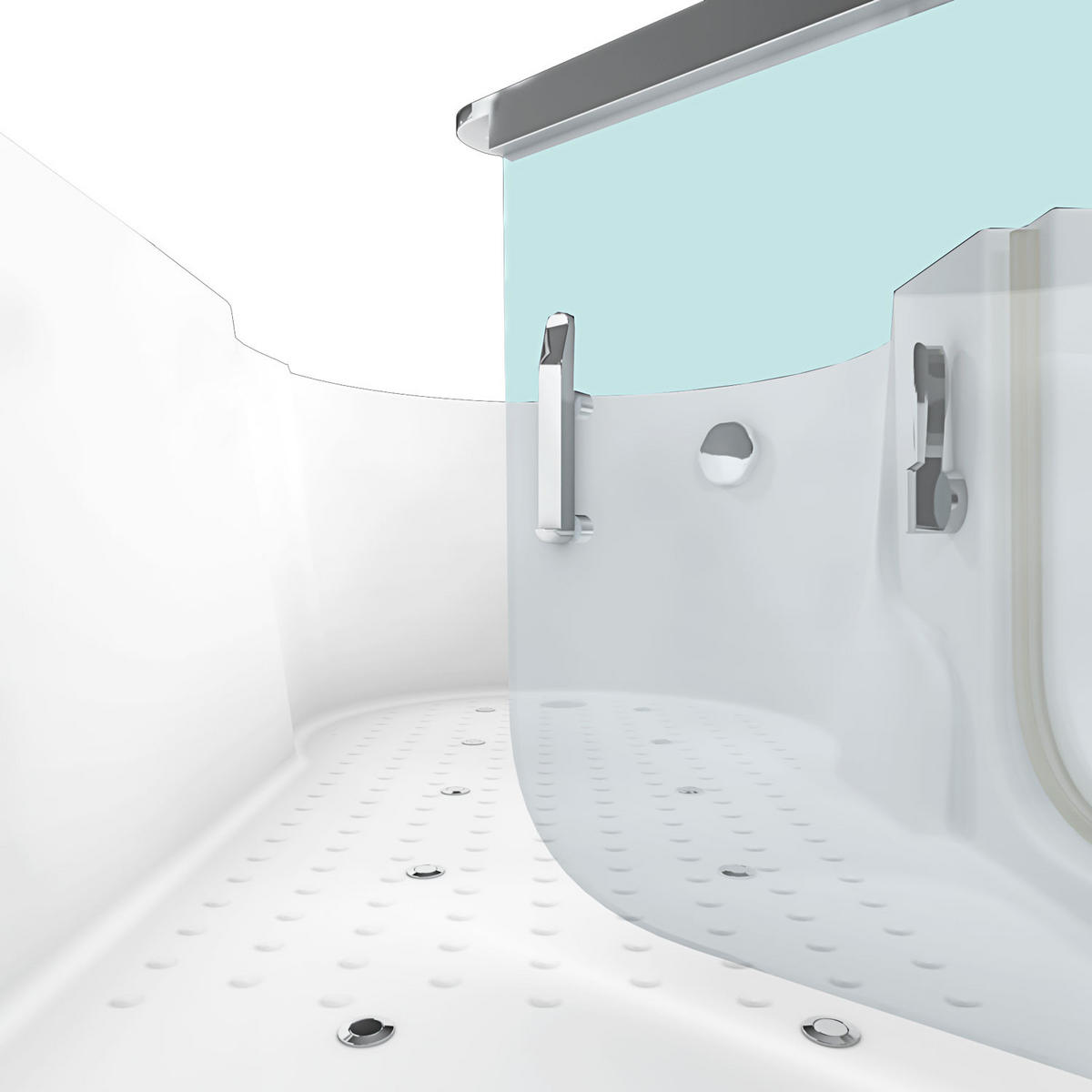 SENIORENWANNE mit Tür S12-AIR-L 170x85cm - Weiß, Glas/Kunststoff (85/60/170cm) - AcquaVapore by Sandra Jentho