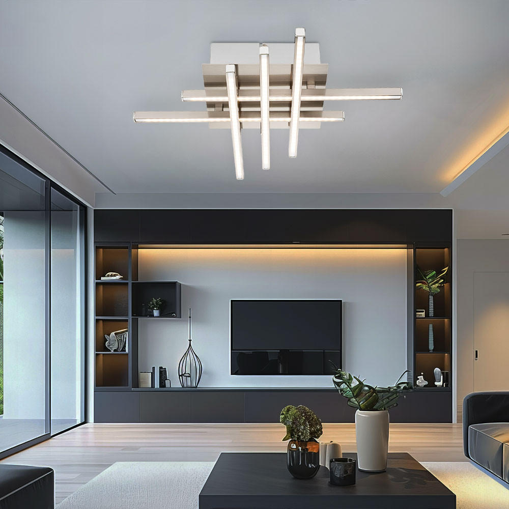 LED DECKENLEUCHTE Mike Silber Metall - Silberfarben, Metall (40/40/8cm) - Globo Lighting