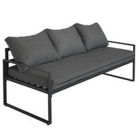 GARTENSITZGRUPPE - Stahl / Polyester - Schwarz / Grau - 4-teilig - Schwarz/Grau, Glas/Textil - home24