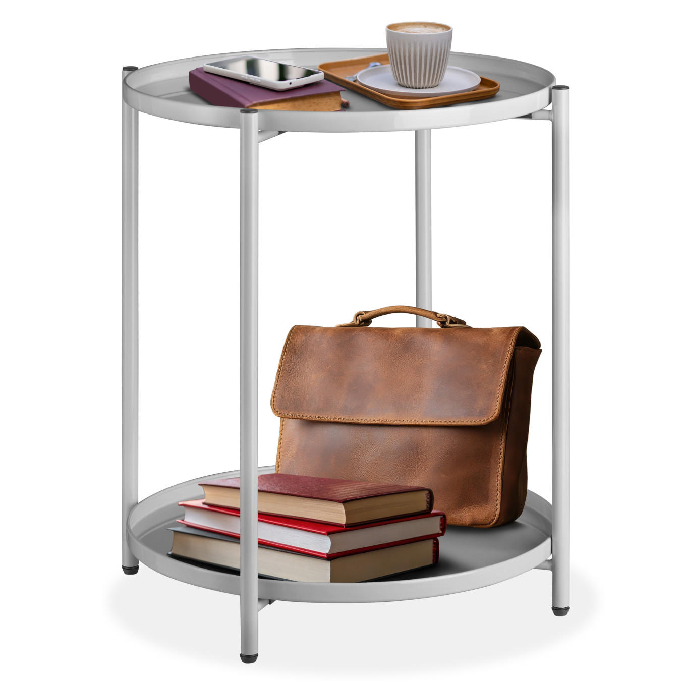 BEISTELLTISCH Oxford,45,5 x 45,5 x 53 cm,grau - Grau, Metall (45.5/45.5/53cm) - tectake