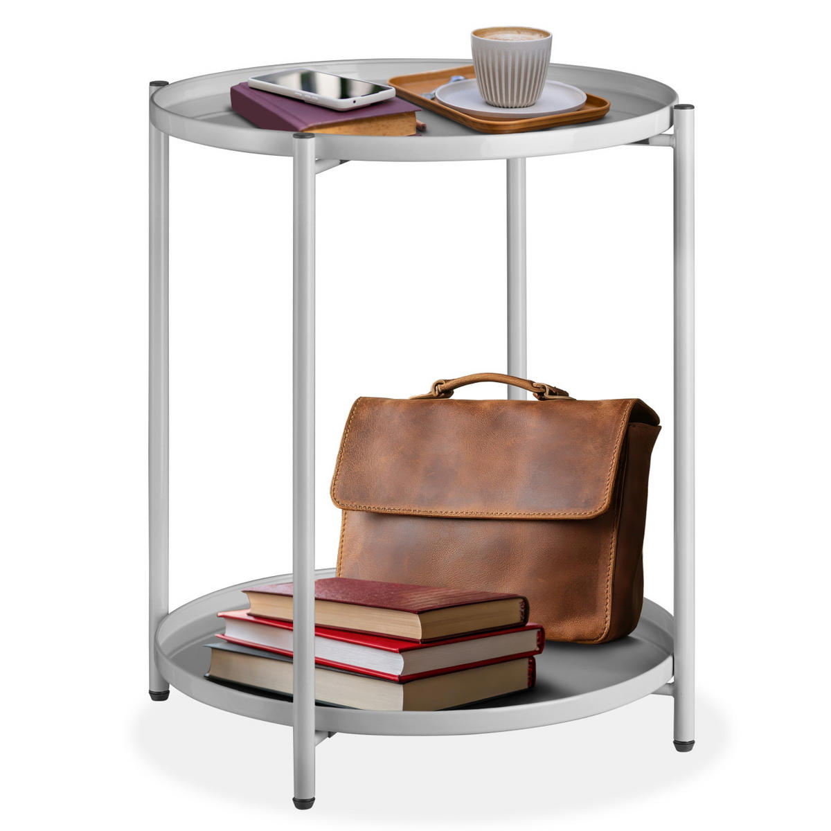 BEISTELLTISCH Oxford,45,5 x 45,5 x 53 cm,grau - Grau, Metall (45.5/45.5/53cm) - tectake