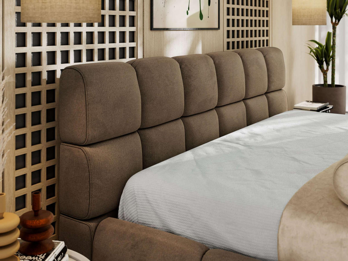 POLSTERBETT NIRA CLASSIC 160/200 - Braun Velvet - Pocket-Matratze - Braun, Textil (160/200cm) - MKS