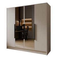 SCHRANK Kaschmir LUSO Mit Spiegel Und Schwarzen Griffen 200 g - Kaschmir/Beige, Holzwerkstoff (200/200/51cm) - Sepro Meble