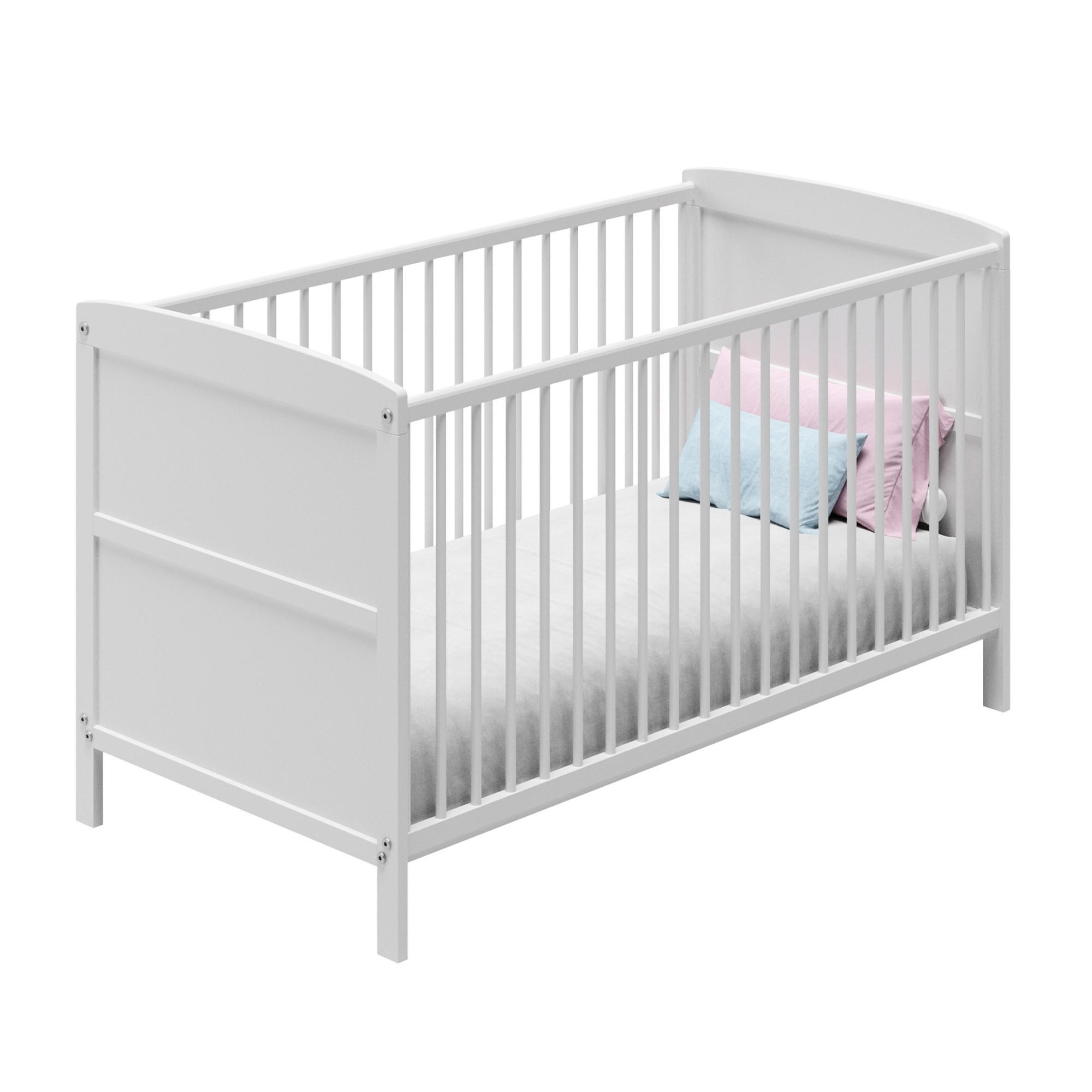 DETSKÁ postieľka 60x120 cm s matracom v bielej farbe - biela, drevo - Kids Collective