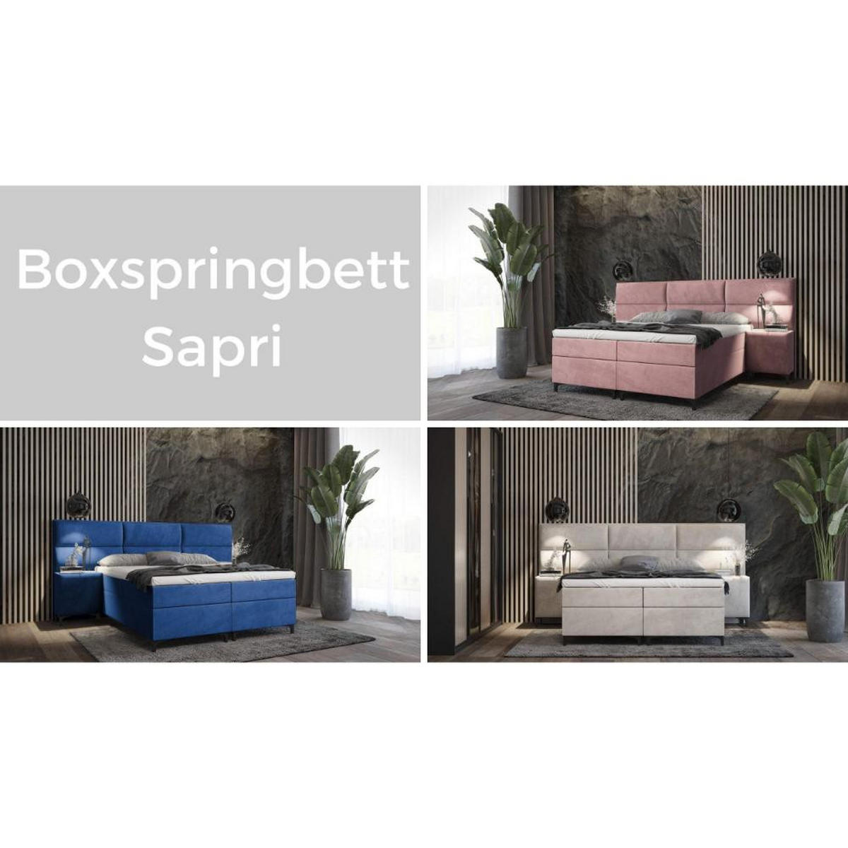 BOXBETT Sapri mit Bettkasten und 2x Nachtisch - Hellgrau, Holz/Holzwerkstoff (120/200cm) - Best For Home