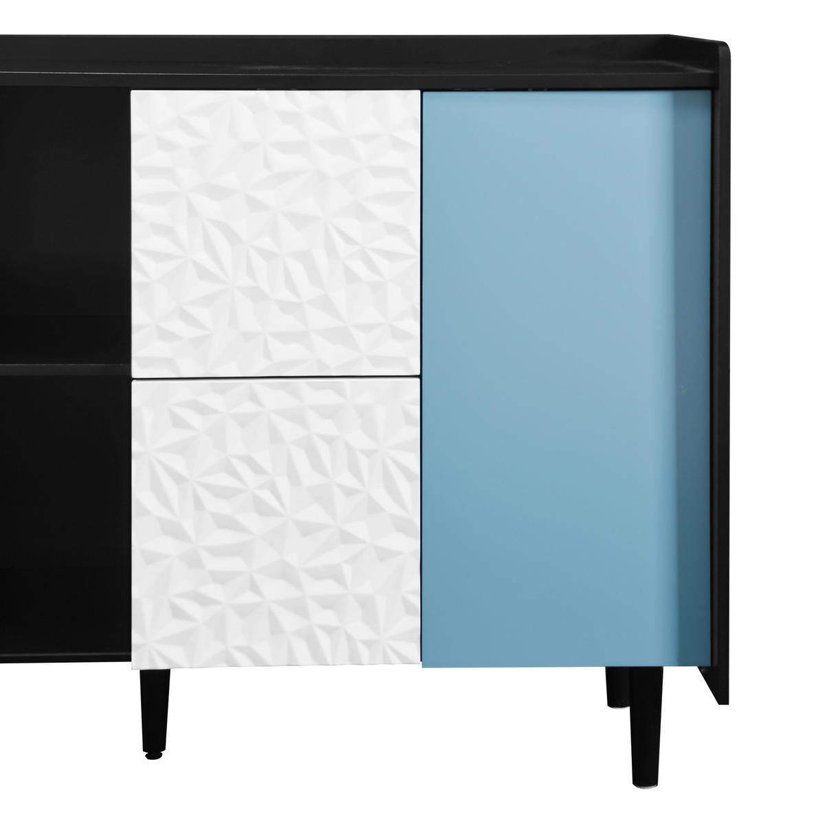 SIDEBOARD 120/40/80 cm Schwarz/Blau aus MDF mit 2 Schubladen - Schwarz, Holzwerkstoff (40/80/120cm) - OKMYHOME