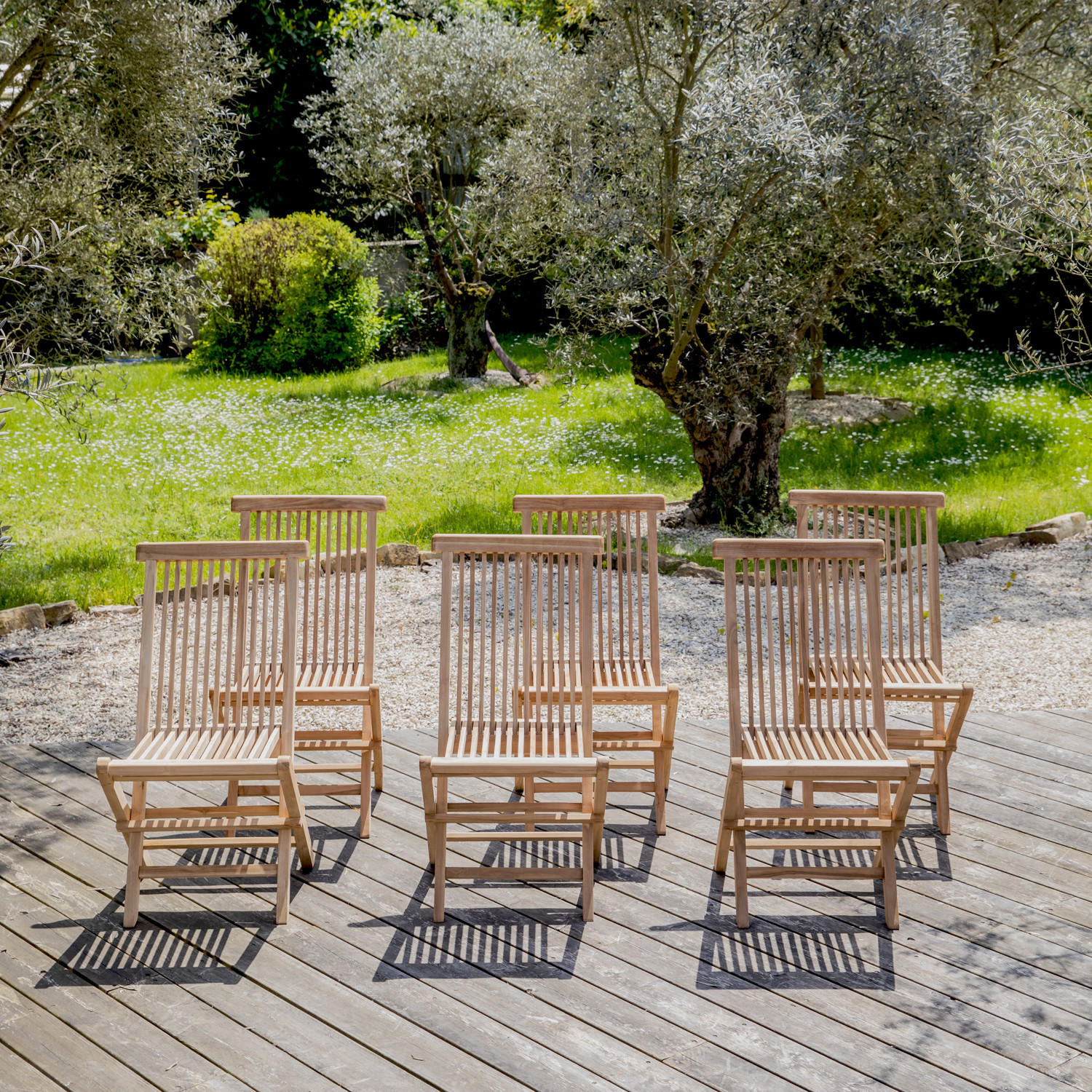 GARTENSTÜHLE Lombok 6er-Set - Braun, Holz (45/90/40cm) - Happy Garden