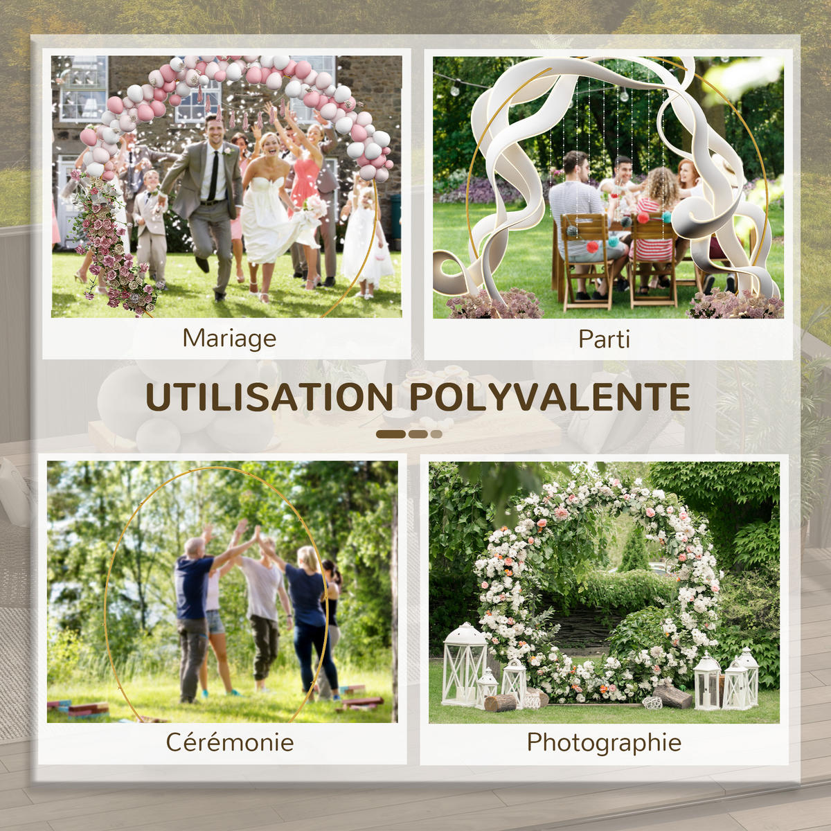 ROSENBOGEN DE-18319 280/60/258 cm, für Hochzeit & Events Gold - Goldfarben, Metall (280/258/60cm) - ComfortXL