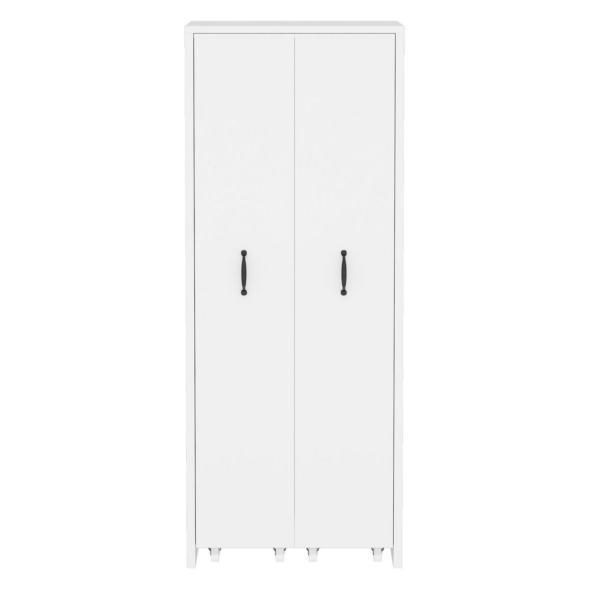 HIGHBOARD 51,5/41/158 cm in Weiß mit 8 offenen Fächern und Rollen - Weiß, Holzwerkstoff (51.5/158/41cm) - BEAOK