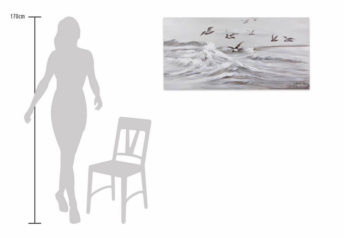 ACRYLBILD HANDGEMALT 120/60 cm - Grau, Holz/Textil (1.54/60cm) - KUNSTLOFT